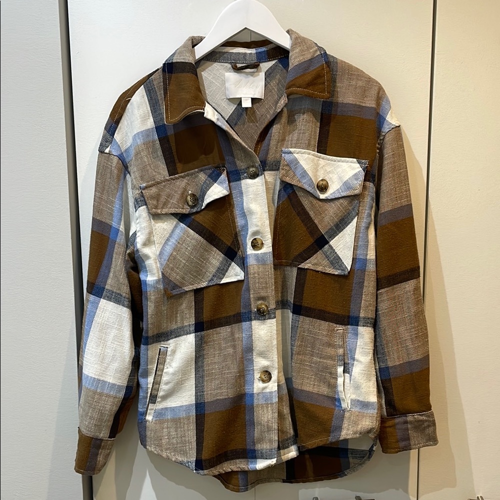 Ashley By 26 International Brown Plaid Utility Jacket